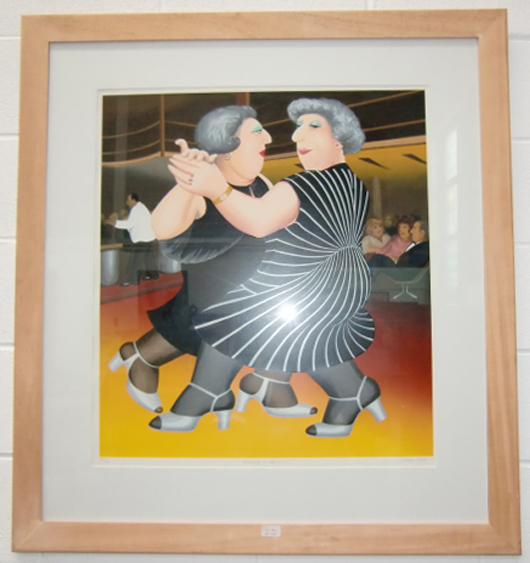 Limited-edition Beryl Cook print, no. 267 of 300, ‘Dancing on the QE2.’  Ace Auctions Ltd. image.